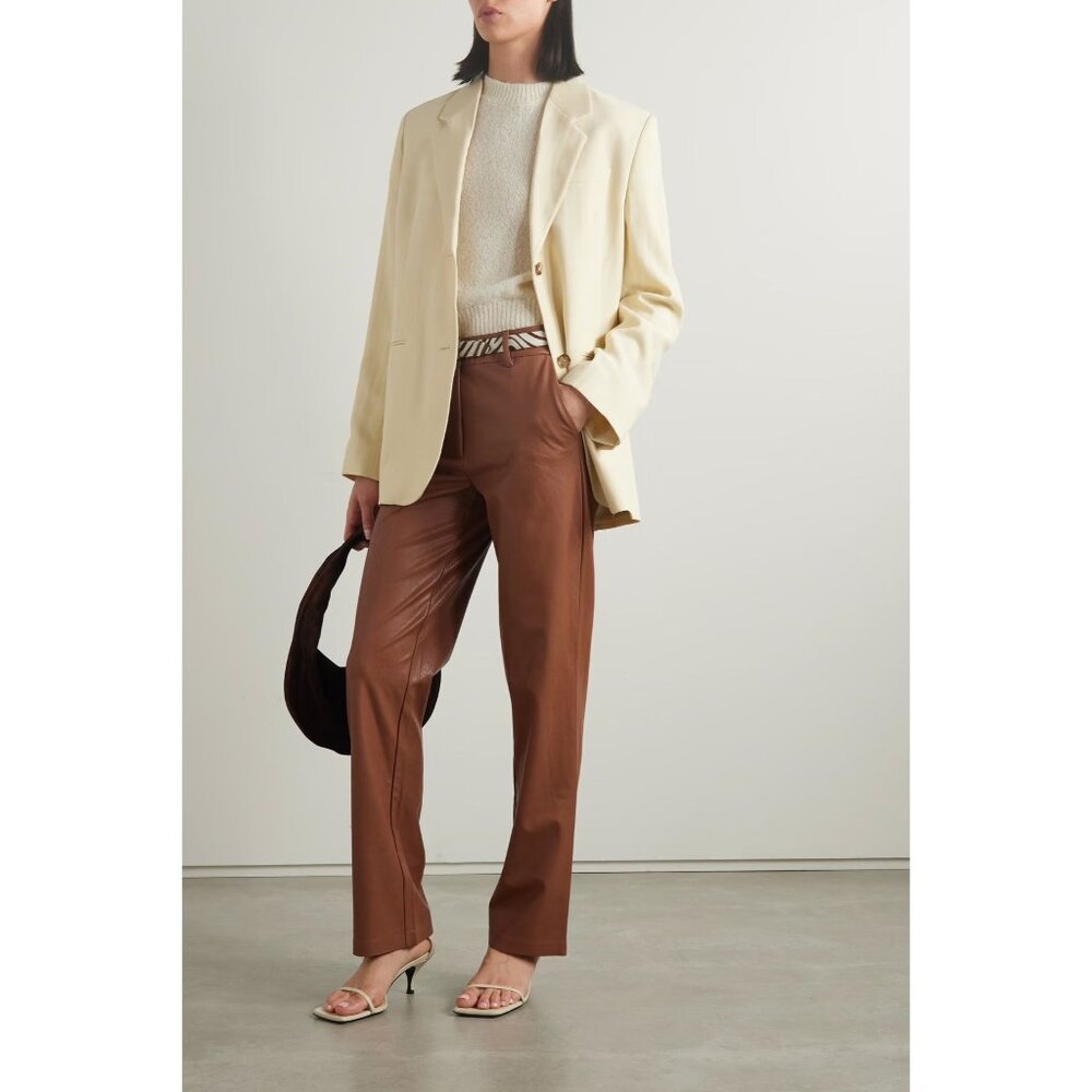 Commando Faux stretch-leather straight-leg pants in Camel Small Womens Vegan